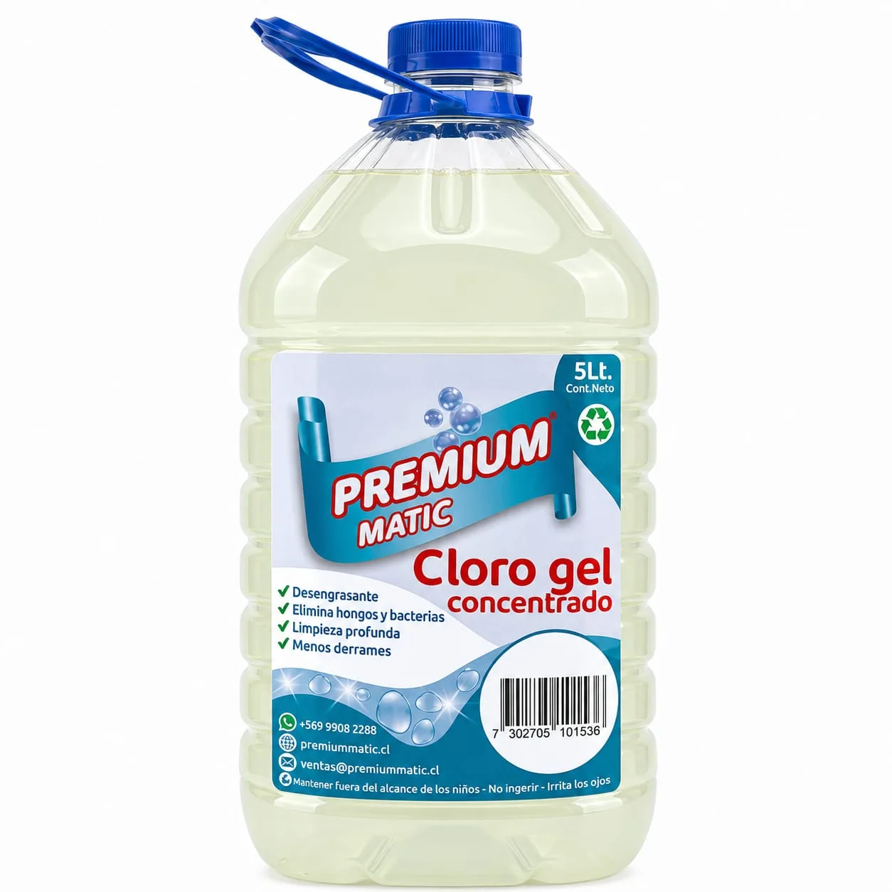 Presentación de Cloro Gel Premium Matic 5Lt