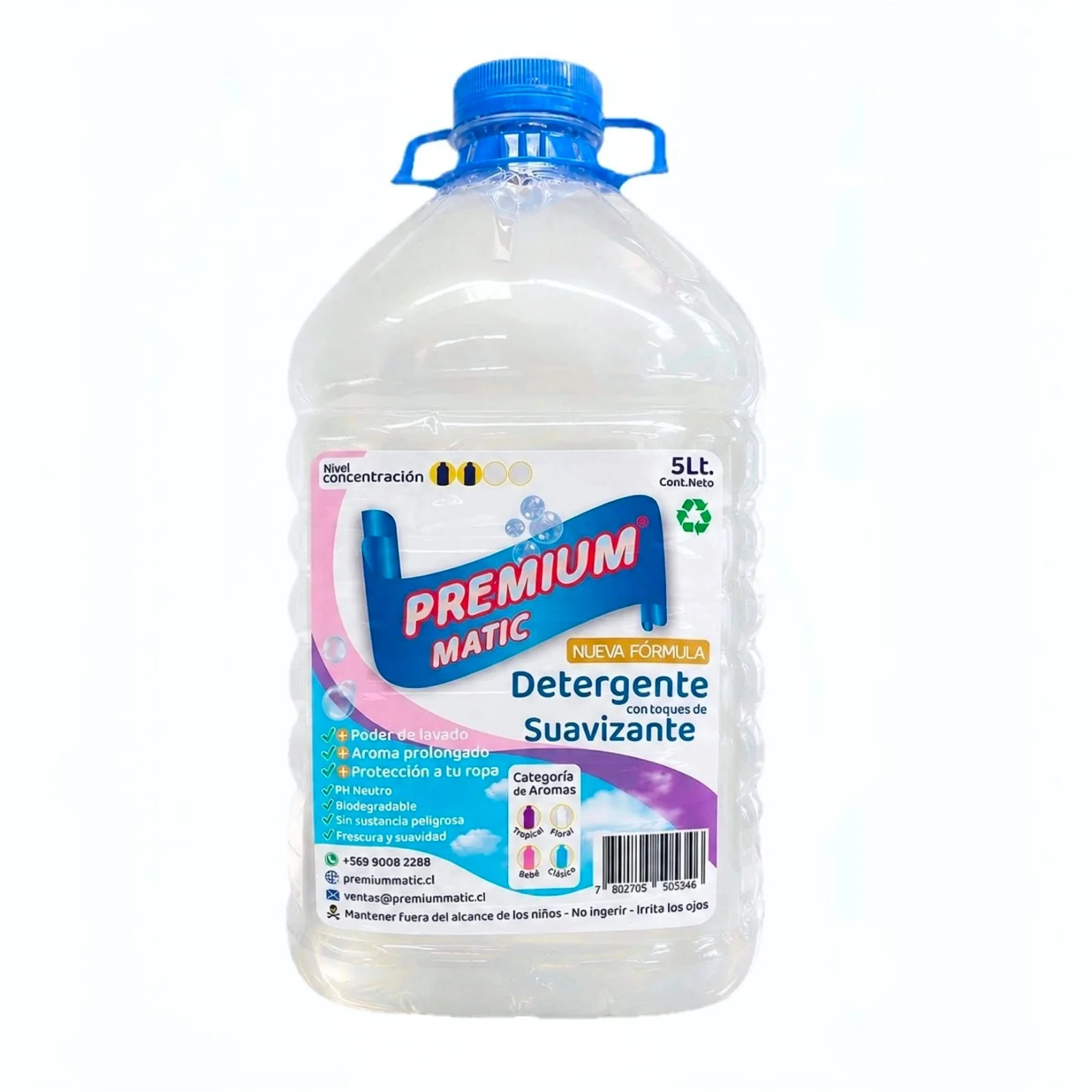 Presentación de Detergente C/Suavizante Premium Matic 5Lt Floral