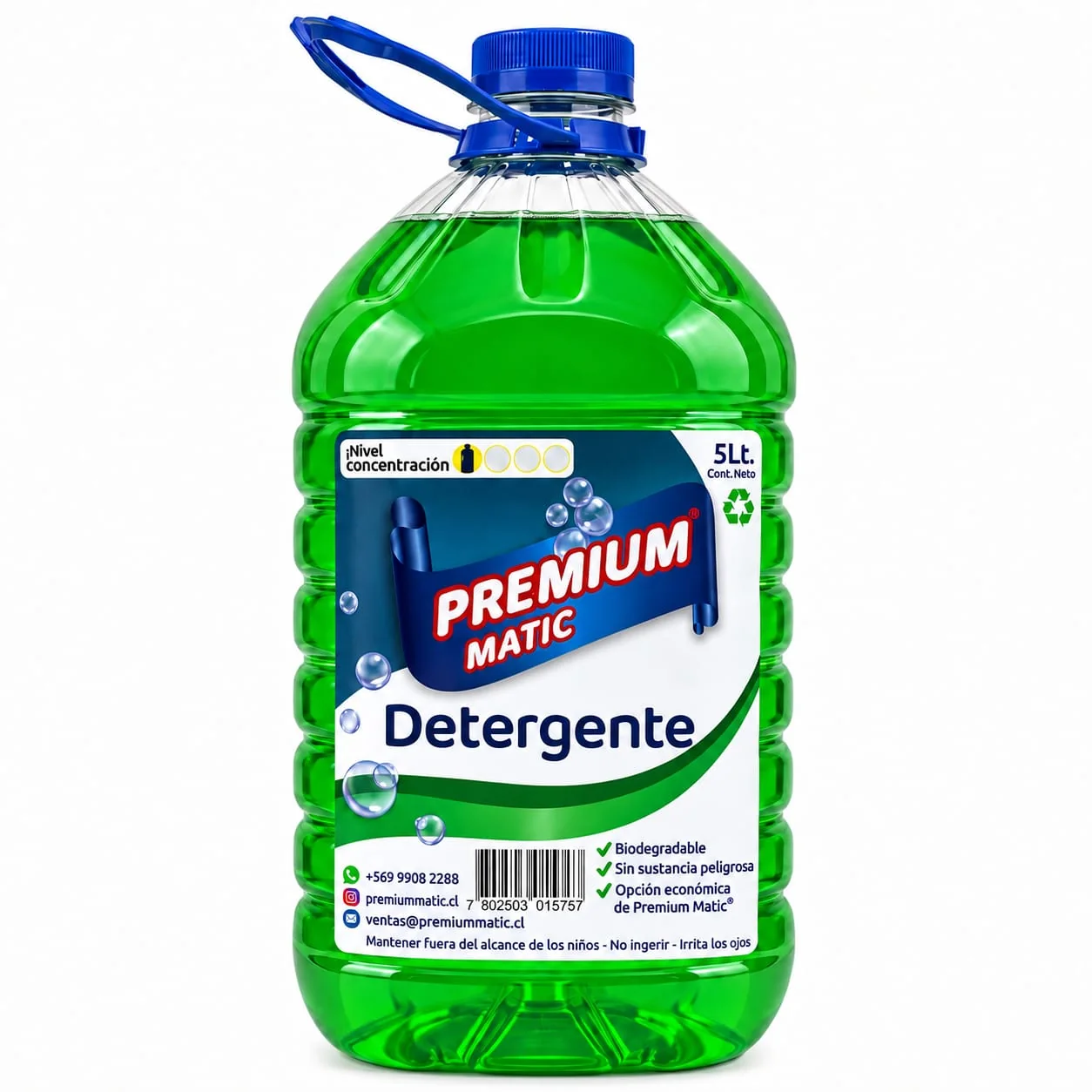 Presentación de Detergente Premium Matic 5Lt Verde